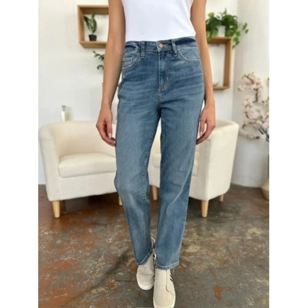 NWT Judy Blue Straight Leg‎ High Rise Medium Wash Jeans 8602 size 9/29